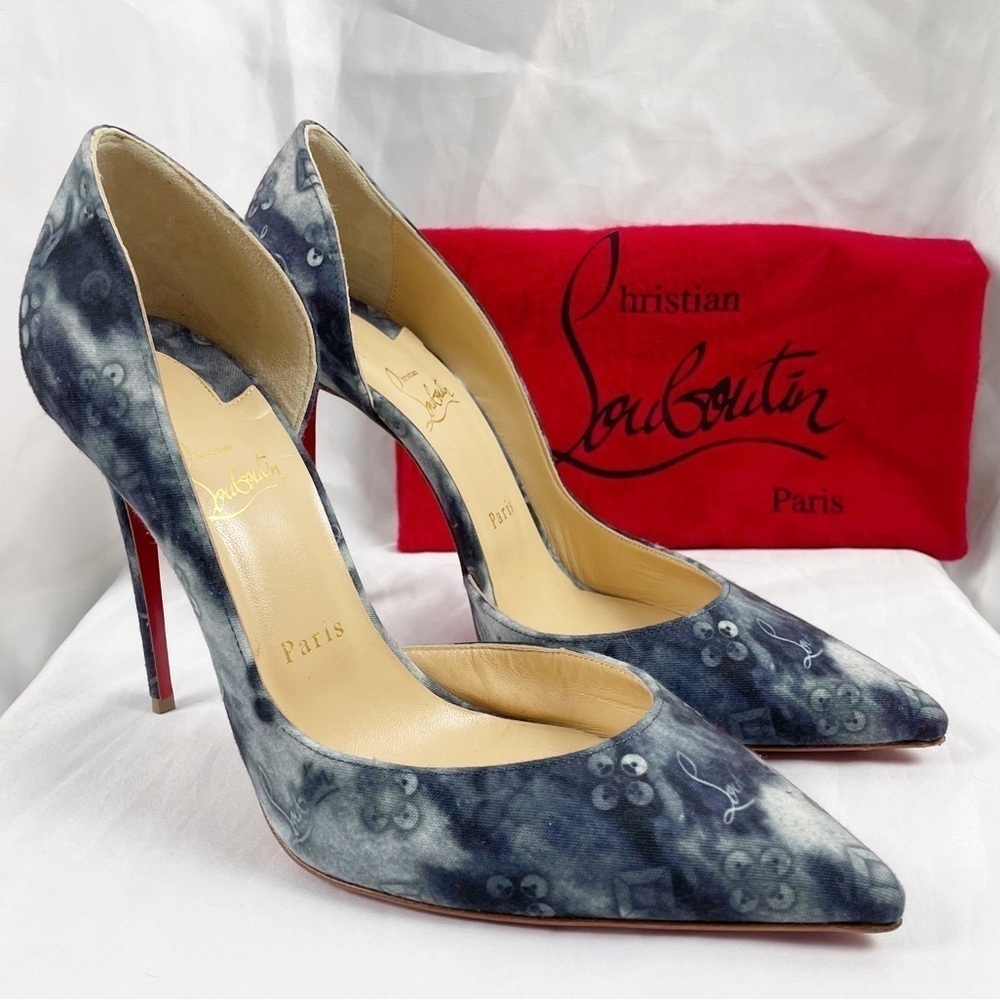 Christian Louboutin Iriza Jean Punk Pointed Toe Logo Stiletto Pumps EU 40.5